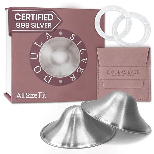 DoulaSilver The Original Silver Nursing Cups - Nipple Shields for Breastfeeding - Nickel Free, Zero Irritation, Invisible and Lightweight - 999 Pure Silver Nipple Covers for Newborn Essentials