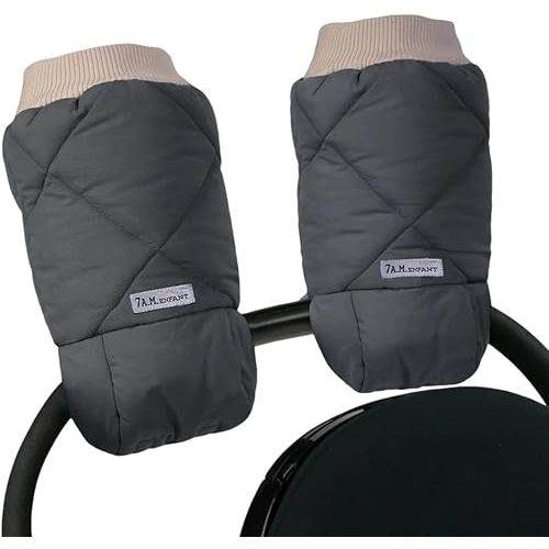 7AM Enfant Stroller Warmmuffs Gloves - Anti-Freeze Stroller Mittens for Handlebars, Water Repellent Hand Warmer Muff for Cold Weather, Plush Lined Stroller Warmmuffs | Winter Stroller Accessories
