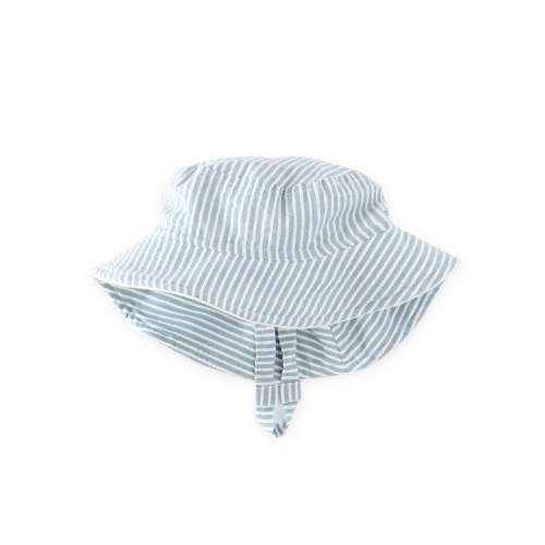 Perhaps Seersucker Bucket Hat (0-6M)  - Marine Blue