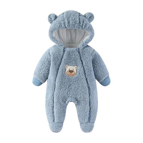 JaJaho Baby Boys Winter Romper Jumpsuit Warm Thickened Outfits Outwear Soft Casual Playwear For Toddler Newborn Solid Color Classic Infants Dailywear
