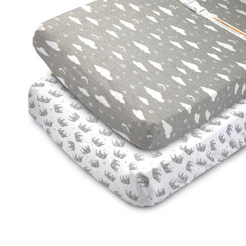 Bublo Baby Changing Pad Cover Sheets Set, 2 Pack, Universal Fitted Changing Table Covers for Boys and Girls, Comfortable Cozy Cradle Sheets, Breathable Soft Jersey Cotton, Fitted 32x15x5 Inches Pads,