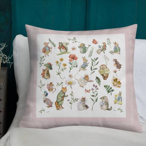 Peter rabbit square pillow Beatrix potter cushion Peter rabbit nursery Gift for Book lover Peter rabbit fan Rabbit cushion for nursery