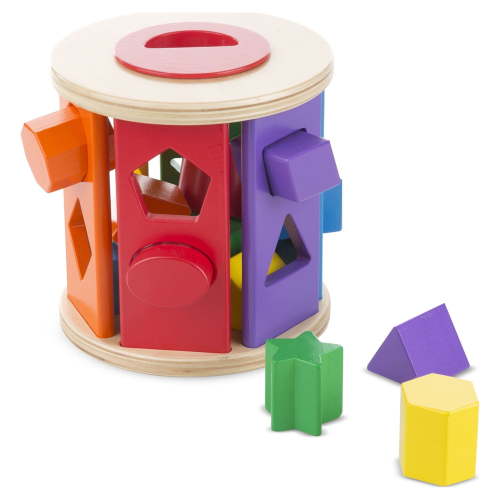 Melissa & Doug Match and Roll Wooden Shape Sorter Skill-Building Learning Toy With 13 Pcs