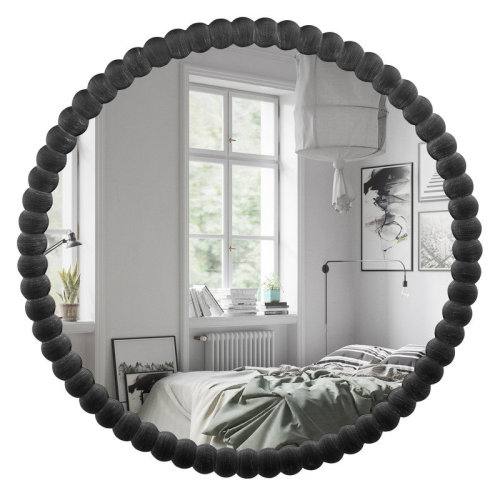 Wildon Home® Ayde Round Solid Wood Bead Accent Mirror Home Decoration & Reviews | Wayfair