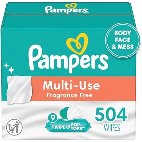 Pampers Baby Wipes Multi-Use Fragrance Free 9X Pop-Top Packs 504 Count