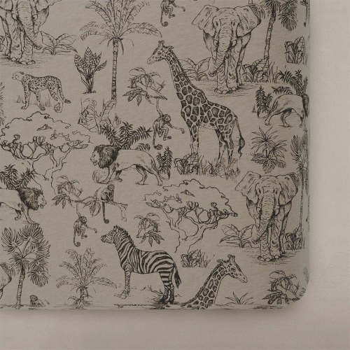 Oilo Fable Crib Sheet- Vintage Safari Organic Jersey