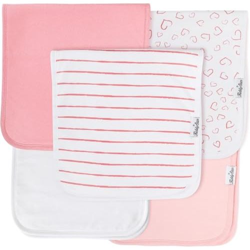 KiddyStar 5 Pack Organic Cotton Baby Burp Cloths – 3 Layer, 21"x10" Large, Ultra Soft & Absorbent Burping Rags for Newborns – Infant Towels for Milk Spit Up