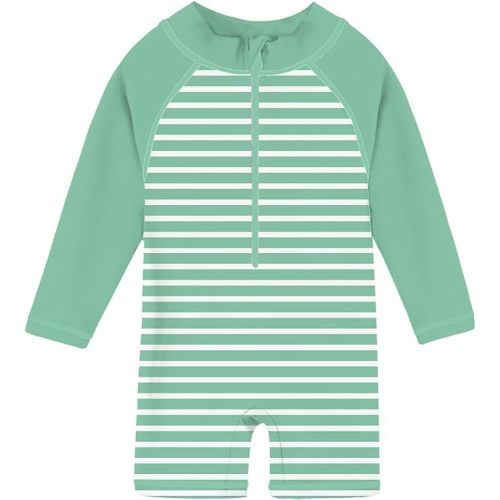 uideazone Baby Toddler Boys Girls Zipper Rash Guard Swimsuit UPF 50+ One Piece Beach Swimwear Bathing Suits 3-36 Months - 18-24 Months - Stripe Blue