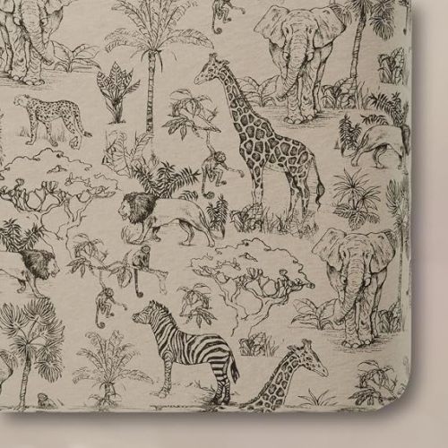 Crib Sheet, Breathable, Fitted, Organic Cotton Jersey, 300-Thread, Machine Wash, Fits Standard Crib (28" x 52" x 6"), Toddler Bedding, Heirloom Organic Collection, Vintage Safari
