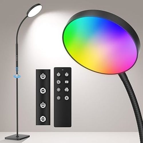 LED Floor Lamp, Height Adjustable Floor Lamps for Living Room, Super Bright RGB Lamp with Timer, Adjustable Colors & Brightness Floor lamp for Bedroom with Remote & Touch Control