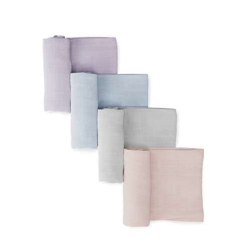 Organic Breathable Swaddle Blankets 4-Color Pack