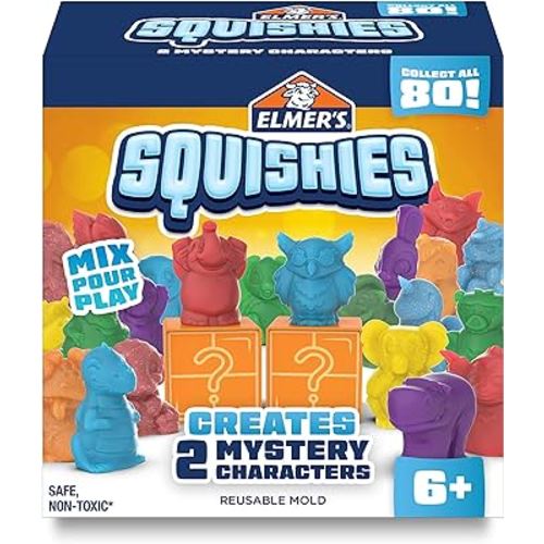 Elmer’s Squishies Kids’ Activity Kit, DIY Squishy Toy Kit Creates 2 Mystery Characters, Kids Crafts and Art Supplies Christmas Gift for Kids, 12 Piece Kit