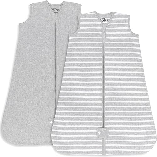 Comfy Cubs Sleep Bag, Sack for Baby, 2 Pack, Breathable Wearable Blanket Swaddle for Newborns and Toddlers, Cute and Comfortable Onesie, Cotton Softness (Grey, Medium)