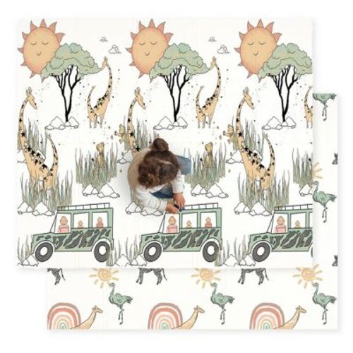 JumpOff Jo - Waterproof Foam Padded Play Mat for Infants, Babies, Toddlers, Play Pens & Tummy Time, Foldable Activity Mat - Garden Party