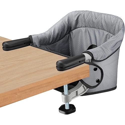 Fast Table Chair Hook on Chair Clip on Table Clamping Chair Portable Heavy Duty Feeding Seat, Fold-Flat Storage, Attach to Table Removable Travel Chair for Babies and Toddlers (Grey)