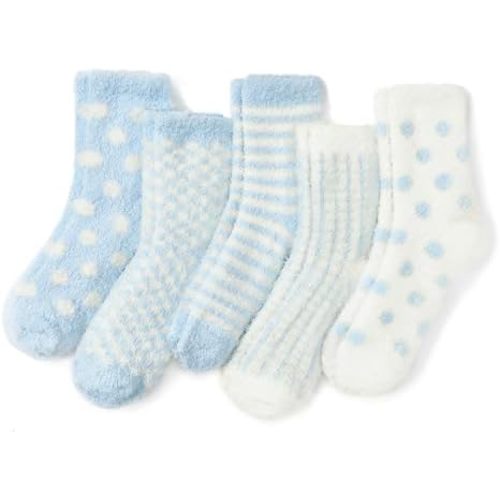 Azue Fuzzy Warm Slipper Socks Women Super Soft Microfiber Cozy Sleeping Socks 6 or 5 Pairs