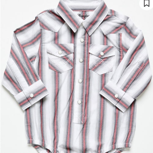 Wrangler Infant Boys' Striped Print Long Sleeve Snap Stretch Onesie