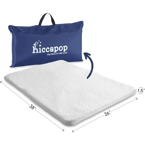 hiccapop Pack and Play Mattress Pad fits (38"x26"x1.5"), Playard Mattress for Pack and Play, Pack N Play Mattress Topper with Washable Cover, New 1.5" Thick