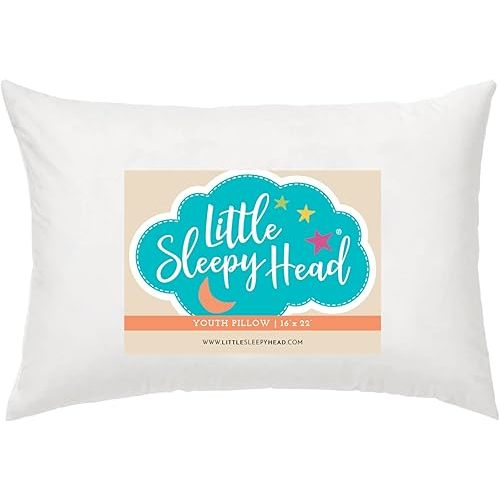 Little Sleepy Head Youth Pillow 16x22 - Soft & Hypoallergenic Bed Pillow Youth Pillows for Sleeping Age 5-10 - Snugly Designed Youth Neck Pillows for Travel, School and Bedtime - (1 Pack)