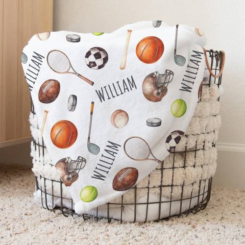 Custom Sports Baby Name Blanket Personalized Football Swaddle Hospital Blanket New Mom Gift Newborn Gift Baby Shower Gift Toddler Blanket