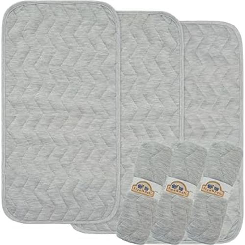 BlueSnail Waterproof and Portable Baby Changing pad Liners 3 Count (Light Gray)