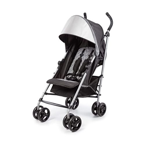 Summer Infant 3Dlite ST Convenience Stroller, Black & Gray - Lightweight Stroller with Steel Frame, Large Seat Area, Multi-Position Recline, Storage Basket - for Travel and More - Gray/Black