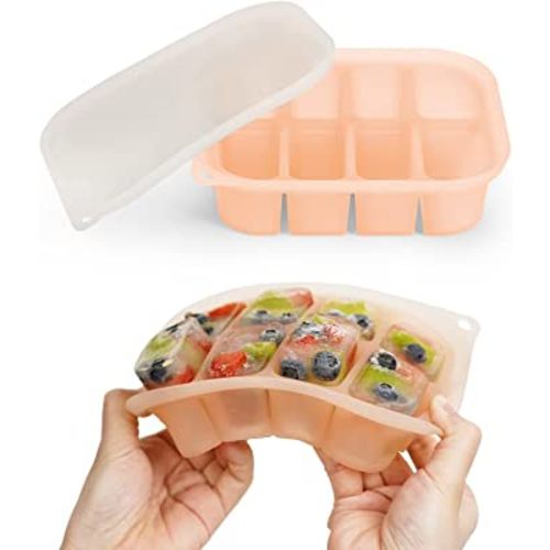 haakaa Silicone Baby Food Freezer Tray with Lid by haakaa - Perfect Storage Container for Homemade Baby Food, Vegetable & Fruit Purees, and Breast Milk, Blush