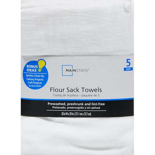 Mainstays 5-Piece Flour Sack Kitchen Towel Set - White