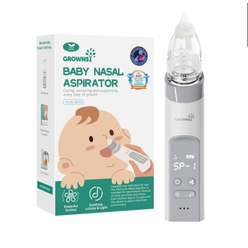 GROWNSY Nasal Aspirator for Baby, Electric Baby Nose Sucker with Larger Suction Chamber and More Powerful Suction, Automatic Nose Cleaner with Music and Light Soothing Function