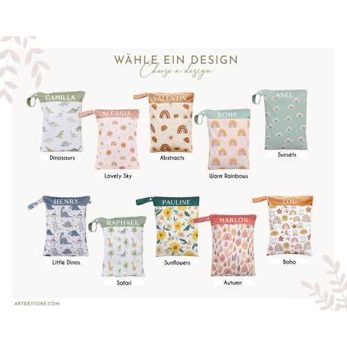(x2 Pastel Rainbows, GRAVES) Personalized Wet Bag — Last Name for Future Gender Neutral Use
