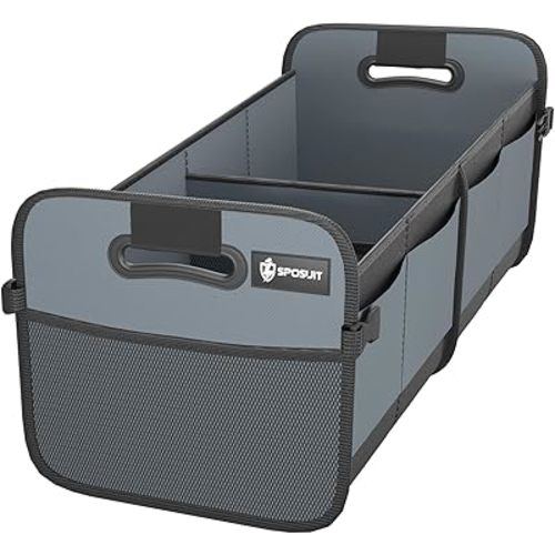 Sposuit Trunk Organizer for Car - 70L Collapsible Car Storage with 11 Pockets & Reinforced Handles, SUV Trunk Organizers for Grocery Cargo(Grey)