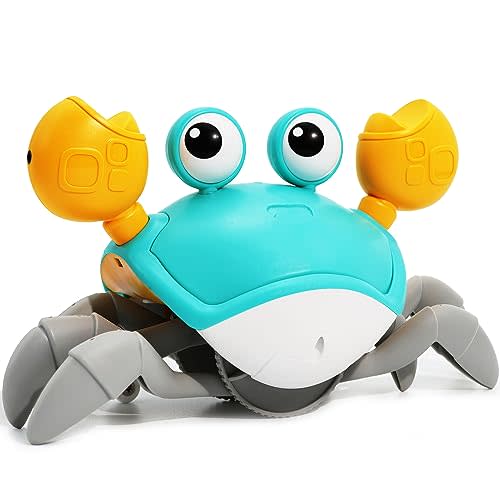 Keculf Crawling Crab Baby Toy, Interactive Infant Tummy Time Crab with Music, Toddler Walking Dancing Crab, Fun Boy Girl 3+ Year Old Baby Crab Toy Birthday Gift (Green)