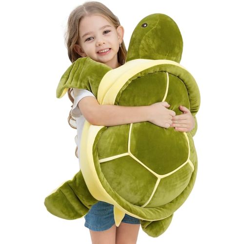 28inch Big Green Sea Turtle Stuffed Animals Giant Soft Plush Toys, Large Ocean Turtle Plushies Body Pillow, Gifts for Kid Boys, Girls, Girlfriend, Birthday, Easter