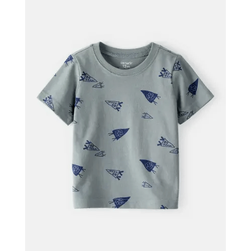 Baby Boy Varsity Print Short-Sleeve Tee - Grey | Carter's
