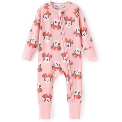 Disney Princess Ariel Belle Moana Mickey Minnie Baby Organic Cotton Footie Zipper Pajamas Newborn Infant Romper