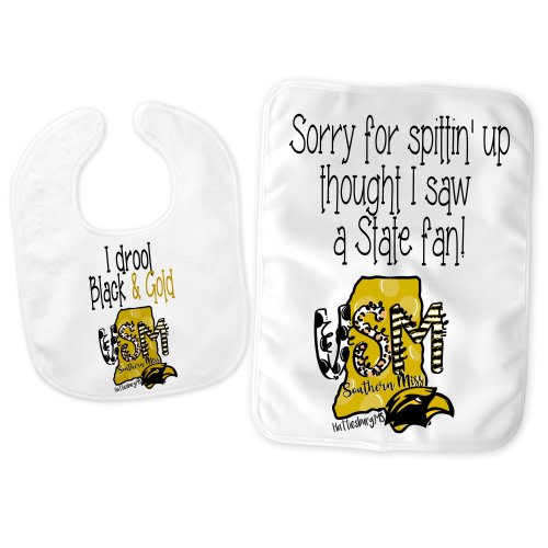 Sorry for Spittin Up Thought I Saw a State Fan, USM Eagle Bib, USM Eagle Burp Cloth, Baby Bib, Baby Burp Cloth, USM