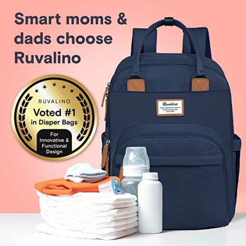 RUVALINO Diaper Bag Backpack, Multifunction Travel Back Pack Maternity Baby Changing Bags, Large Capacity, Waterproof and Stylish, Peacock blue - Peacock Blue