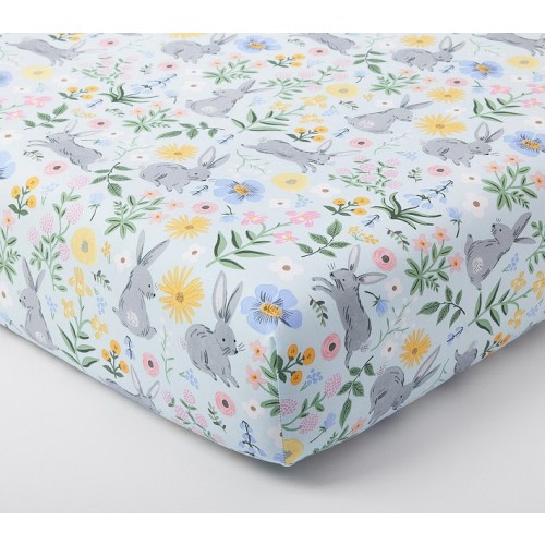 Rifle Paper Co. Bunny Floral Organic Crib Fitted Sheet