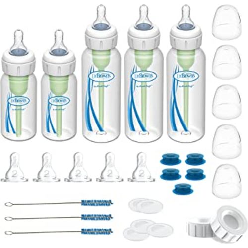 Dr. Brown's Natural Flow Specialty Feeding System with Anti-Colic Baby Bottle and Infant Paced Feeding Valve Starter Kit