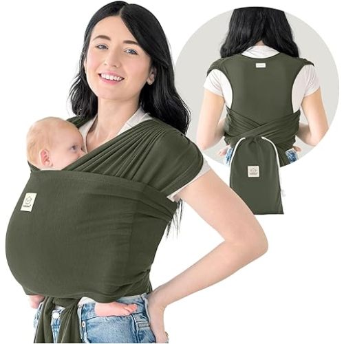KeaBabies Baby Wrap Carrier Ring Sling - Easy to Wear, Adjustable D-Lite Baby Carrier Newborn to Toddler, Infant Carrying Shirt, Hands Free Bonding, Breathable Fabric Wearing Wrap (Forest)