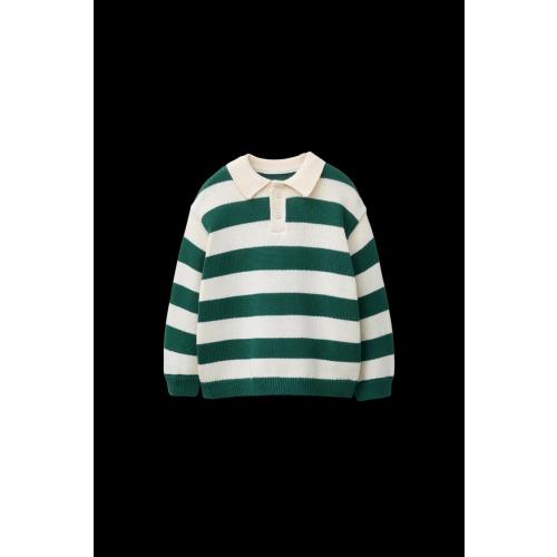 STRIPED POLO SWEATER - Ecru / Green | ZARA United States