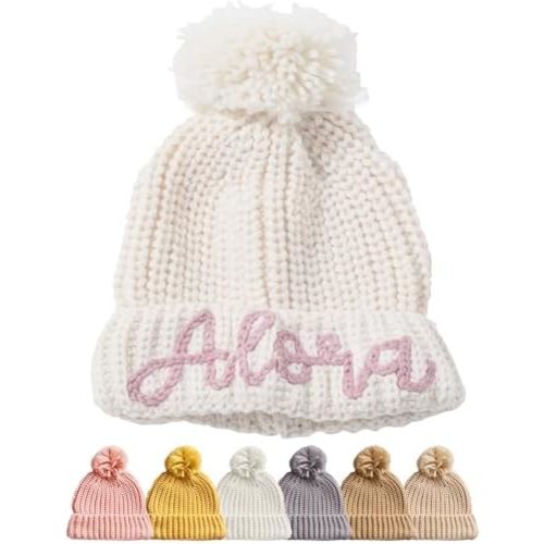 Customized Embroidered Baby Beanie Hat with Name, Warm Knitted Hat for Newborns in Winter, Suitable for Boys and Girls