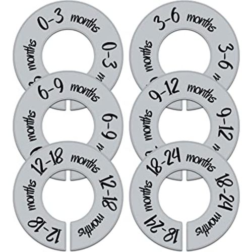 Pro Goleem Baby Closet Dividers Gray Baby Closet Organizer for Nursery Baby Clothes Size Age Dividers Fits 1.5" Rod 6 PCS