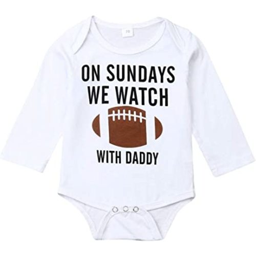 Funny Newborn Infant Baby Boy Girl On Sundays We Watch Football with Daddy Bodysuit Romper
