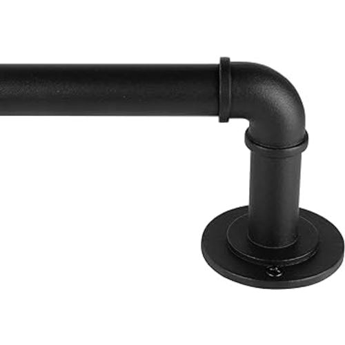 Industrial Curtain Rods for Windows 28 to 48 Inches, Blackout Wrap Around Curtain Rod, for Indoor and Outdoor, 7/8 Inch Diameter, 33 to 45 Inches, Black