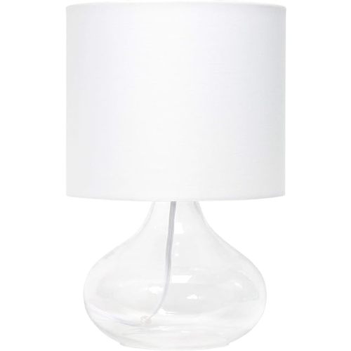 Simple Designs LT1210-CLW 13.75" Contemporary Curved Glass Table Lamp, Clear with White Shade