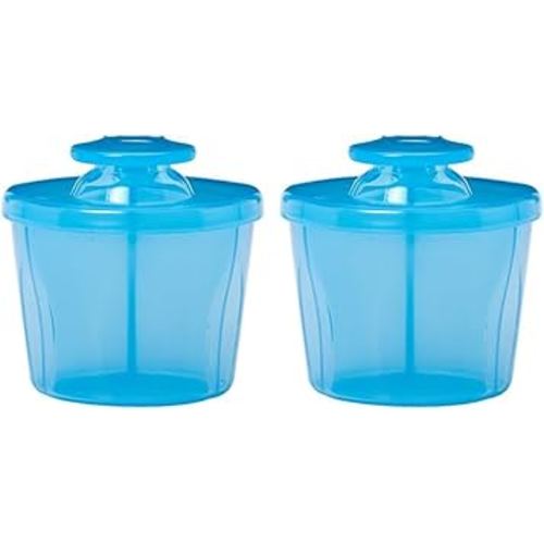 Dr. Brown's Baby Formula Dispenser with Snap-On Lid for On-the-Go Feedings,Milk Powder Dispenser for Traveling with Infant,Blue (Pack of 2)