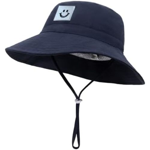 Baby Sun Hat Smile Face Beach Hat Toddler Bucket Hat for Baby Boys and Girls, UPF 50+ Toddler Kids Wide Brim Sun Hats Cap