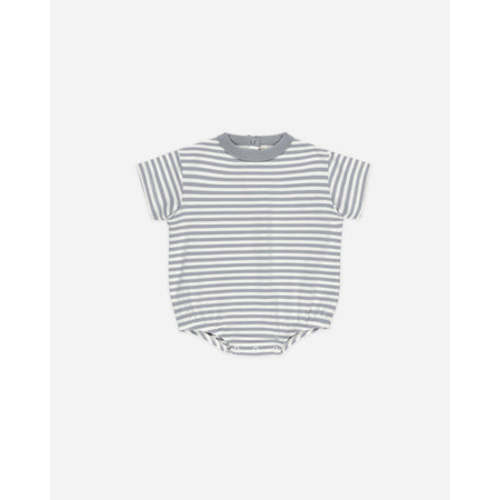 Relaxed Bubble Romper || Blue Stripe