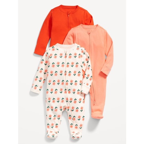 Unisex 2-Way-Zip Sleep & Play Footed One-Piece 3-Pack for Baby